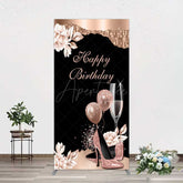 Aperturee Aperturee Rose Gold High Heels Happy Birthday Rectangle Backdrop